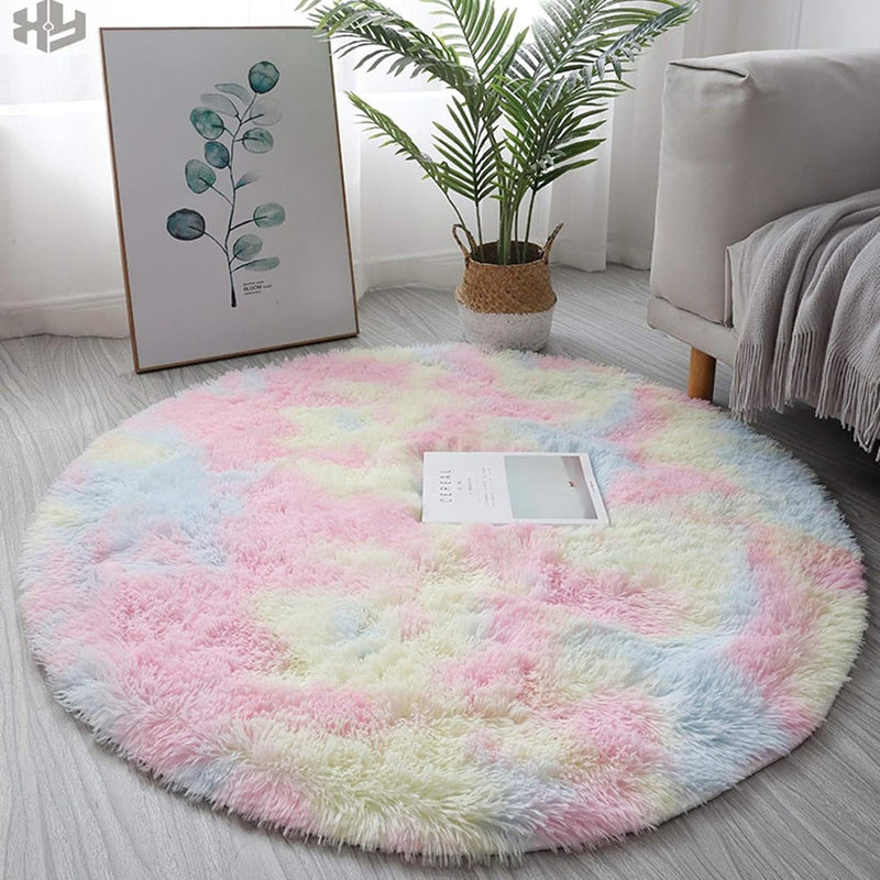 Super Soft Plush Round Rug Mat Fluffy Salon Thick Pile Carpets