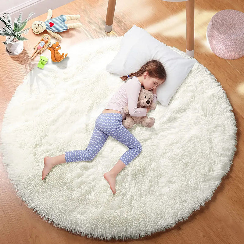 Super Soft Plush Round Rug Mat Fluffy Salon Thick Pile Carpets