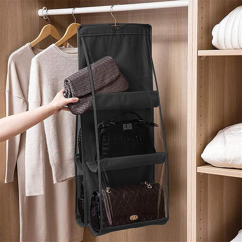 6-Pocket Foldable Hanging Organizer for Handbags