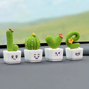 4pcs Resin Succulent Cactus Mini Green Plant Car Crafts