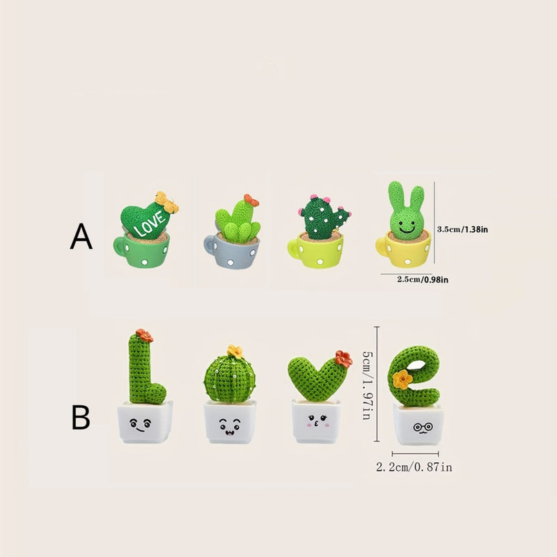 4pcs Resin Succulent Cactus Mini Green Plant Car Crafts