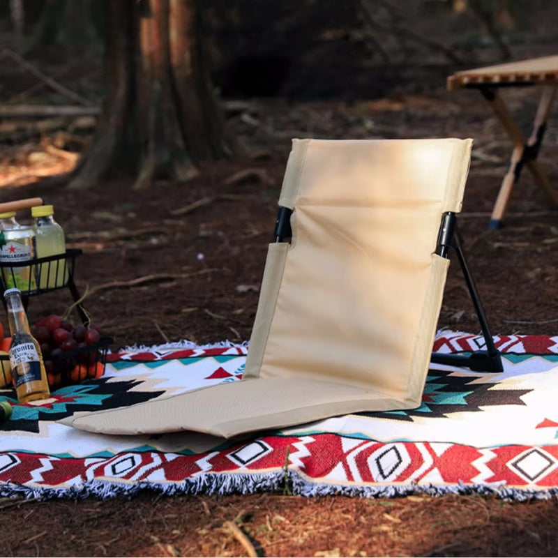 Foldable Camping Chair with Backrest Cushion