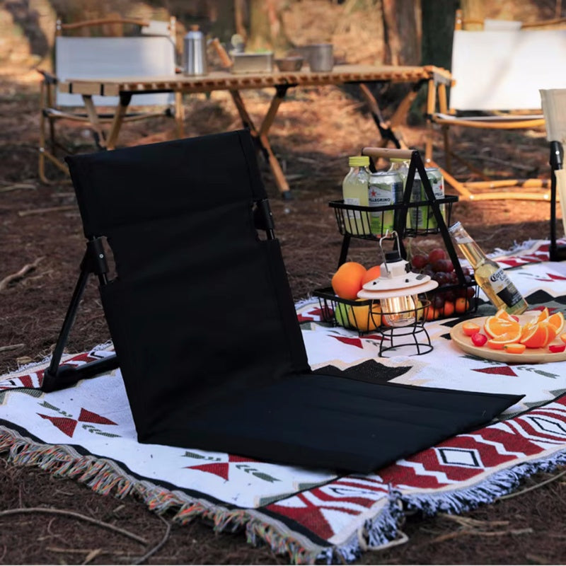 Foldable Camping Chair with Backrest Cushion