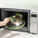 10 Inch Clear Microwave Splatter Cover with Water Steamer and Handle