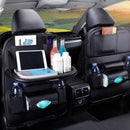 PU Leather Foldable Car Seat Organizer with Table Tray and Pockets
