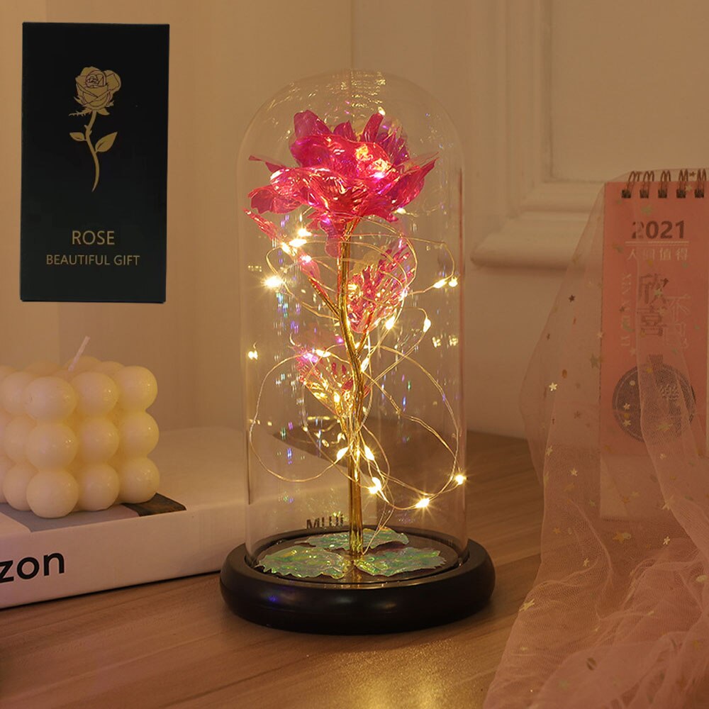 LED Enchanted Galaxy Rose with Fairy Lights in Dome