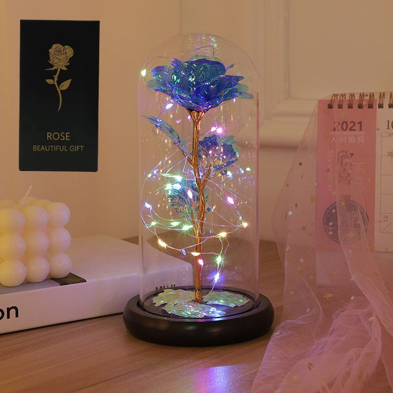 LED Enchanted Galaxy Rose with Fairy Lights in Dome