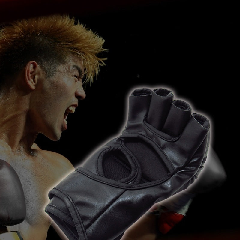 Half Finger Leather Cushion Boxing Training Gloves