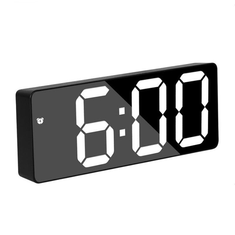 Acrylic/Mirror Voice Control Snooze Electronic LED Digital Alarm Clock - Powered By Battery