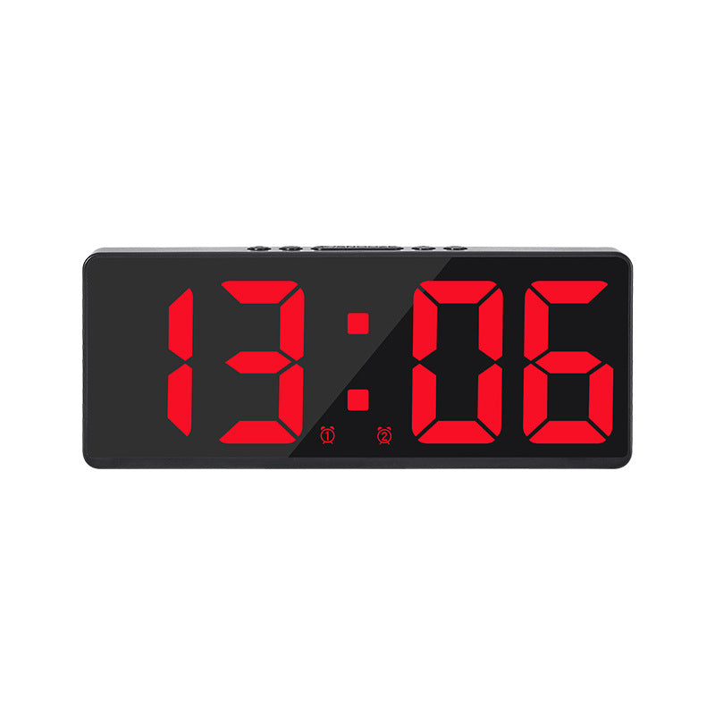 Acrylic/Mirror Voice Control Snooze Electronic LED Digital Alarm Clock - Powered By Battery