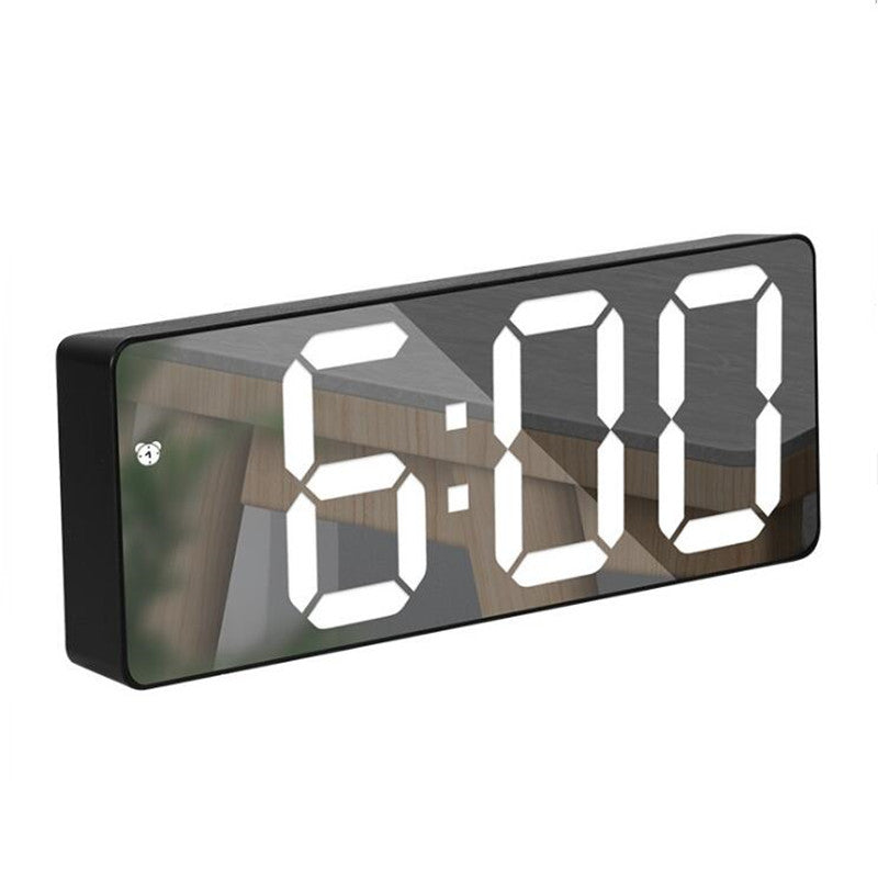 Acrylic/Mirror Voice Control Snooze Electronic LED Digital Alarm Clock - Powered By Battery