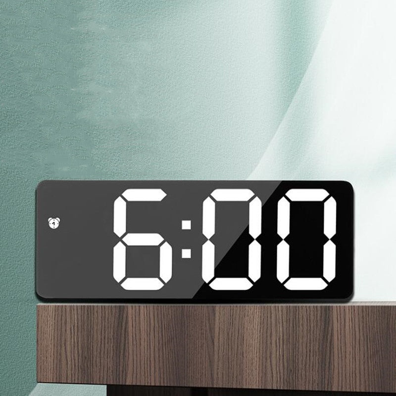Acrylic/Mirror Voice Control Snooze Electronic LED Digital Alarm Clock - Powered By Battery