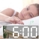Acrylic/Mirror Voice Control Snooze Electronic LED Digital Alarm Clock - Powered By Battery