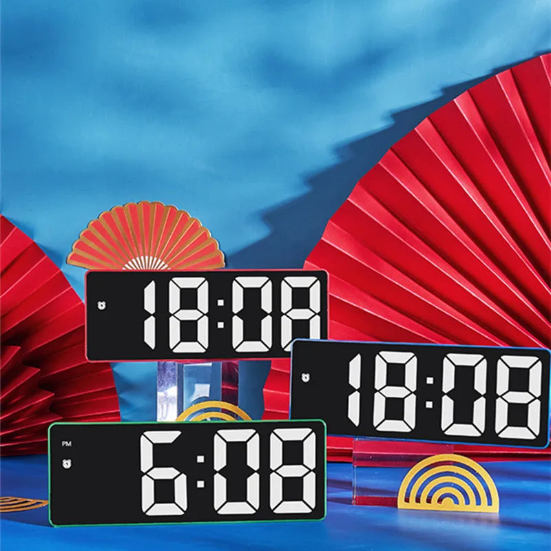 Acrylic/Mirror Voice Control Snooze Electronic LED Digital Alarm Clock - Powered By Battery