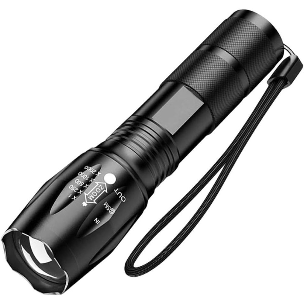 2pcs Bright LED Flashlight Rechargeable Torch Camping Zoom Light