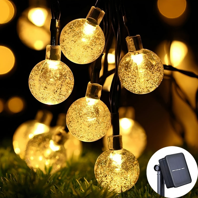 LED Solar Crystal Globe String Lights