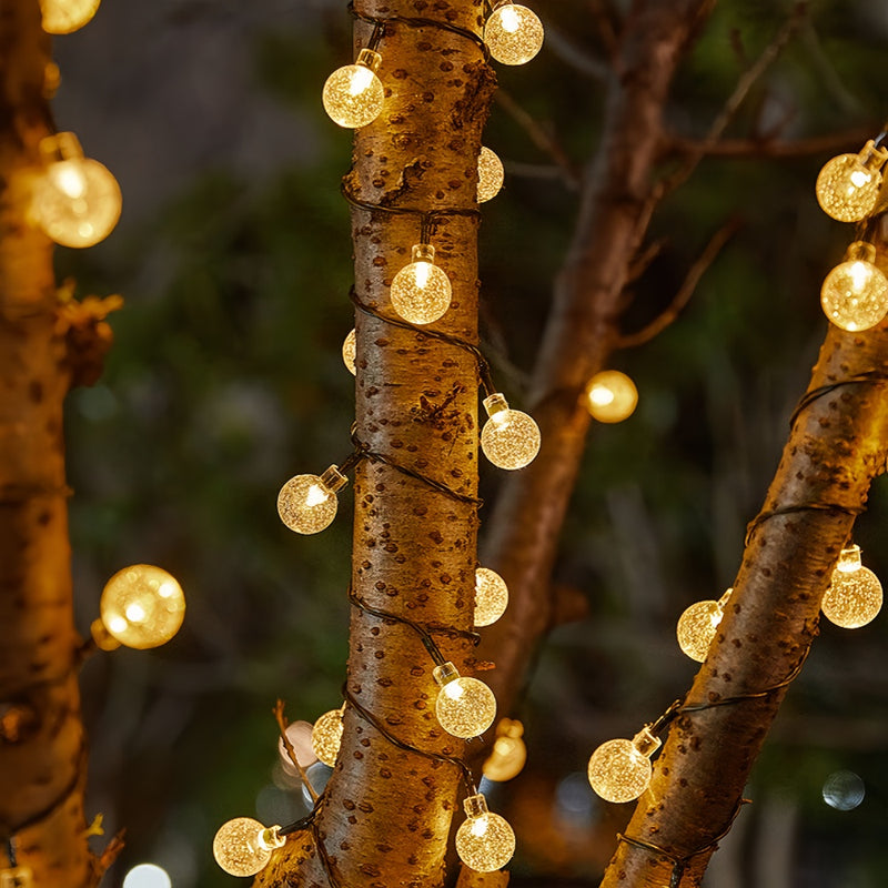 LED Solar Crystal Globe String Lights