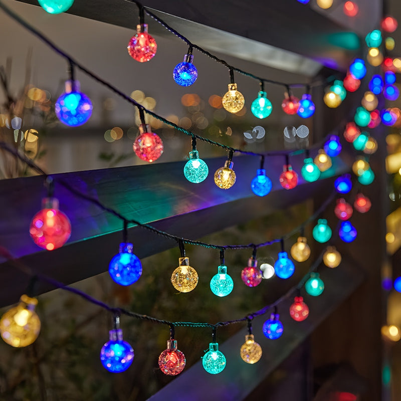 LED Solar Crystal Globe String Lights