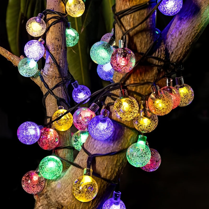 LED Solar Crystal Globe String Lights
