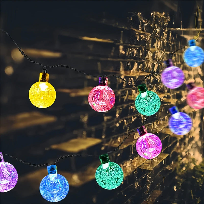 LED Solar Crystal Globe String Lights