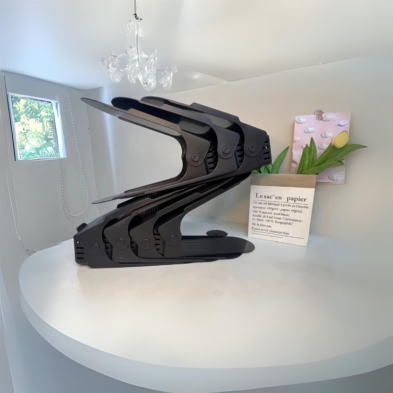 7 Pcs Double-Layer Integrated Adjustable Plastic Shoe Rack