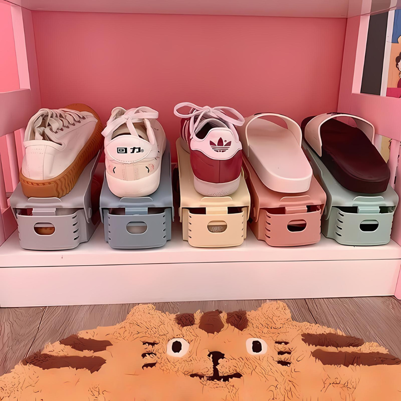 7 Pcs Double-Layer Integrated Adjustable Plastic Shoe Rack