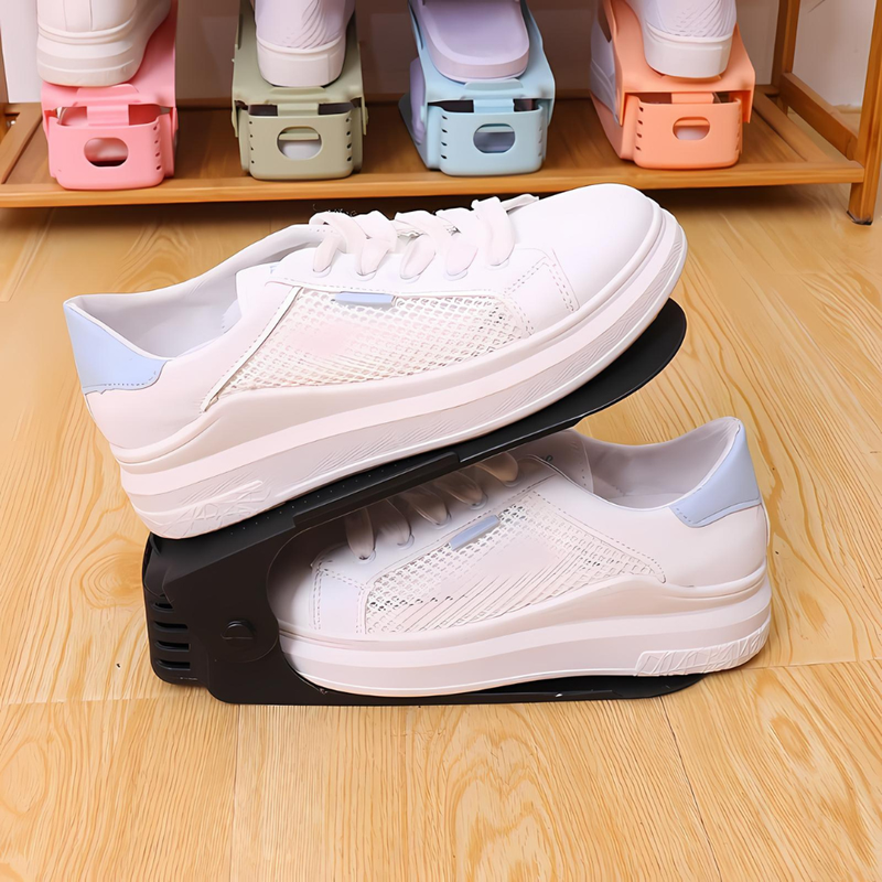 7 Pcs Double-Layer Integrated Adjustable Plastic Shoe Rack