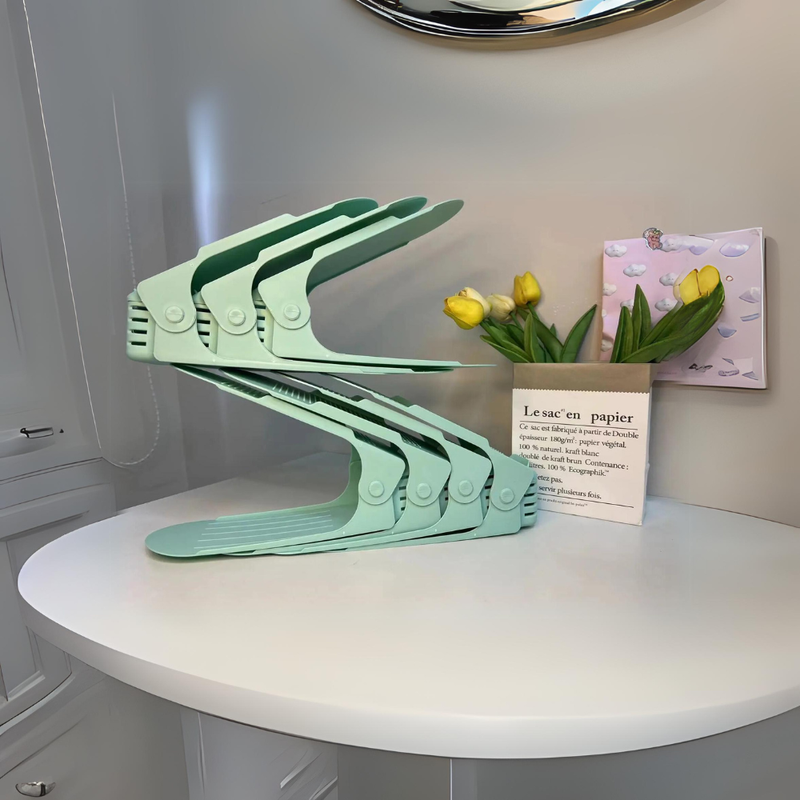 7 Pcs Double-Layer Integrated Adjustable Plastic Shoe Rack