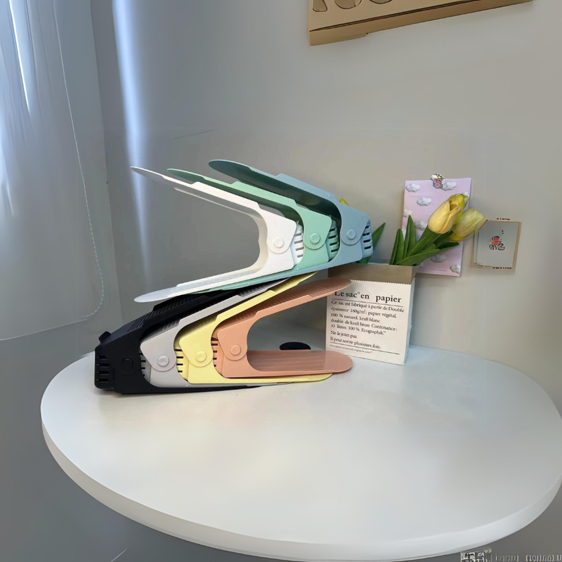 7 Pcs Double-Layer Integrated Adjustable Plastic Shoe Rack