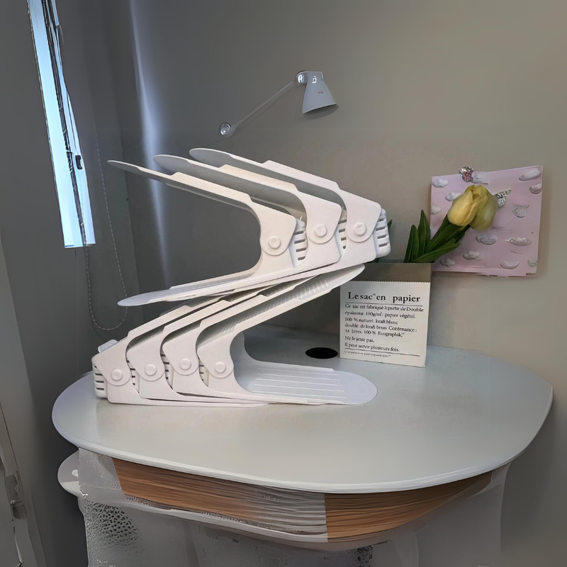 7 Pcs Double-Layer Integrated Adjustable Plastic Shoe Rack