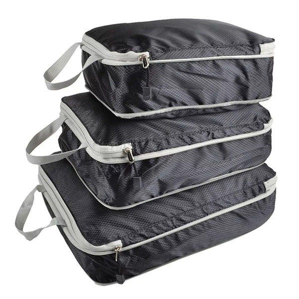 3Pcs Compressible Travel Storage Bag Suitcase Packing Cubes