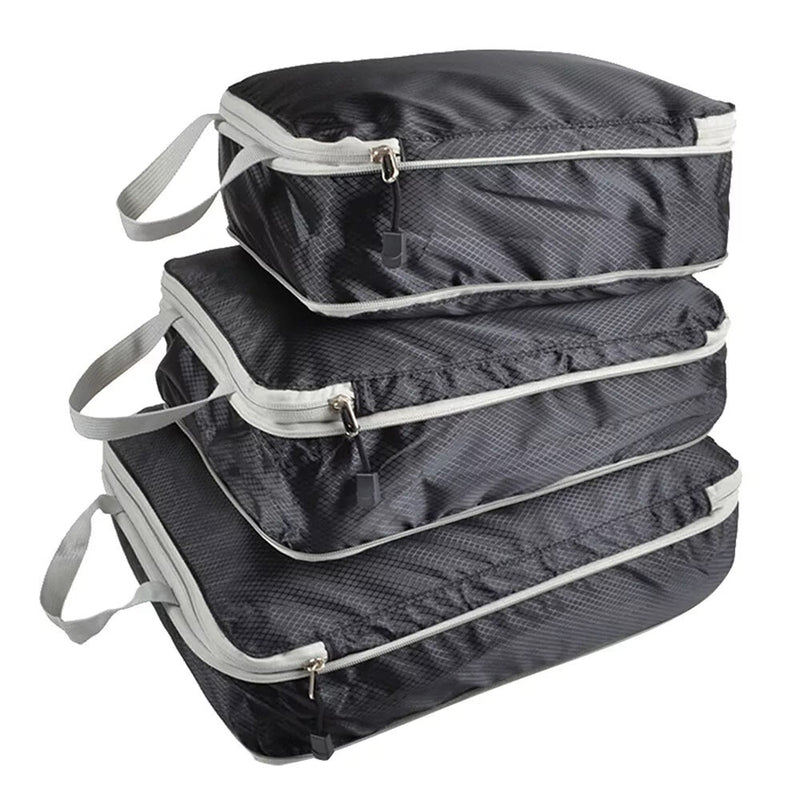 3Pcs Compressible Travel Storage Bag Suitcase Packing Cubes