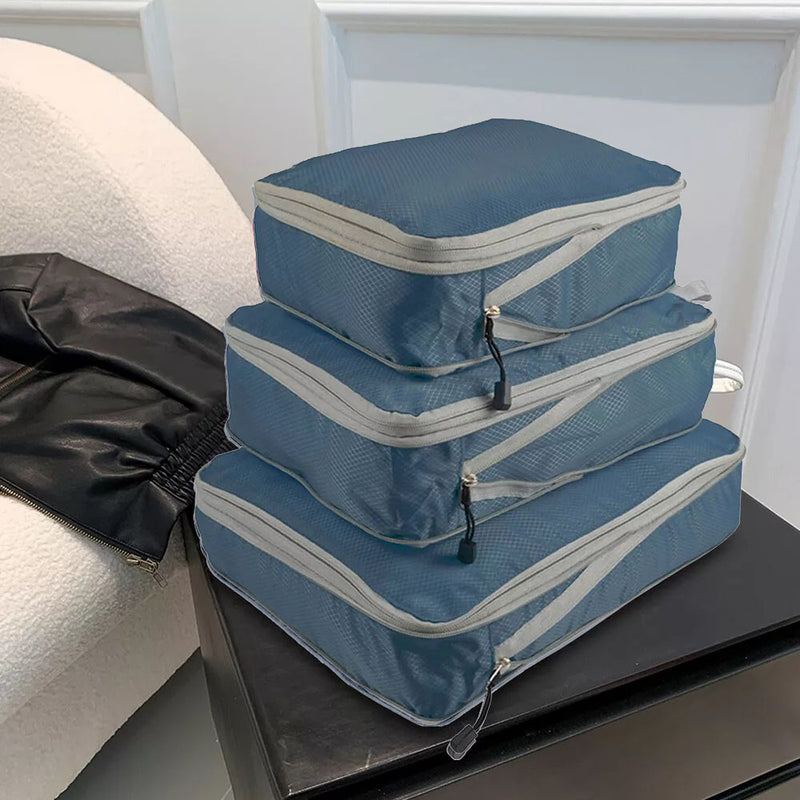 3Pcs Compressible Travel Storage Bag Suitcase Packing Cubes