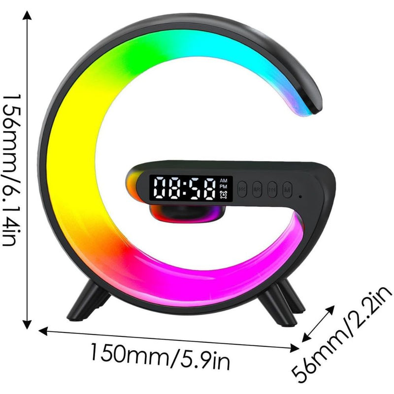 Smart G Lamp Night Light Bluetooth Speaker Wireless Charger LED RGB Alarm Clock_9