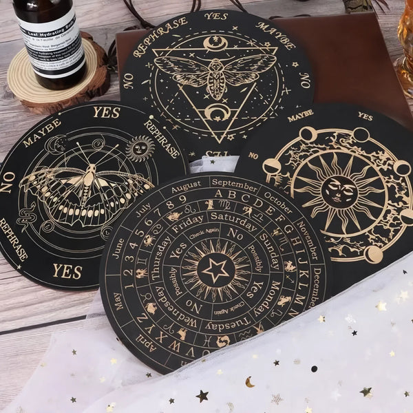 Wooden Moon and Star Pendulum Board for Metaphysical Healing and Divination