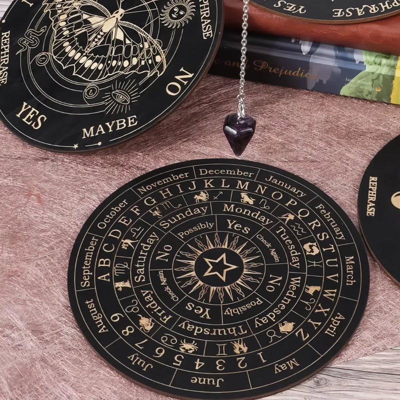 Wooden Moon and Star Pendulum Board for Metaphysical Healing and Divination