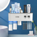 Smart Magnetic Inverted Toothbrush Holder with Automatic Toothpaste Squeezer