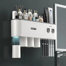 Smart Magnetic Inverted Toothbrush Holder with Automatic Toothpaste Squeezer