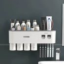 Smart Magnetic Inverted Toothbrush Holder with Automatic Toothpaste Squeezer