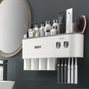 Smart Magnetic Inverted Toothbrush Holder with Automatic Toothpaste Squeezer