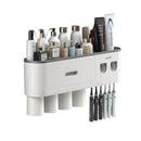 Smart Magnetic Inverted Toothbrush Holder with Automatic Toothpaste Squeezer