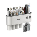 Smart Magnetic Inverted Toothbrush Holder with Automatic Toothpaste Squeezer