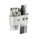 Smart Magnetic Inverted Toothbrush Holder with Automatic Toothpaste Squeezer