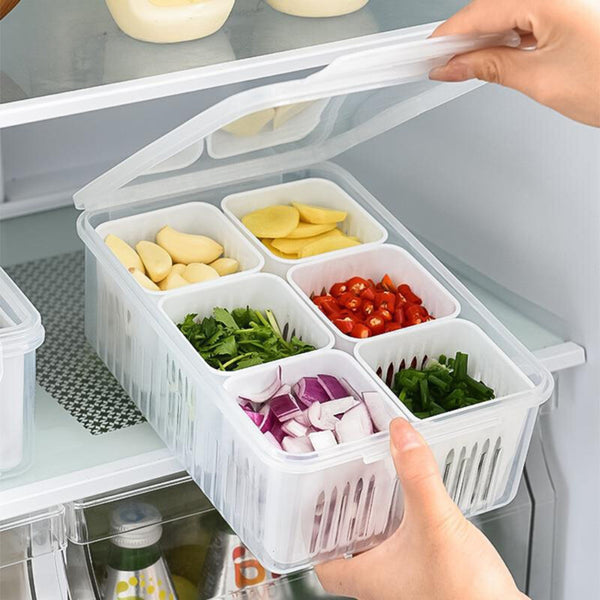 Refrigerator Storage Box 4 and 6 Grids Food Vegetable Fruit