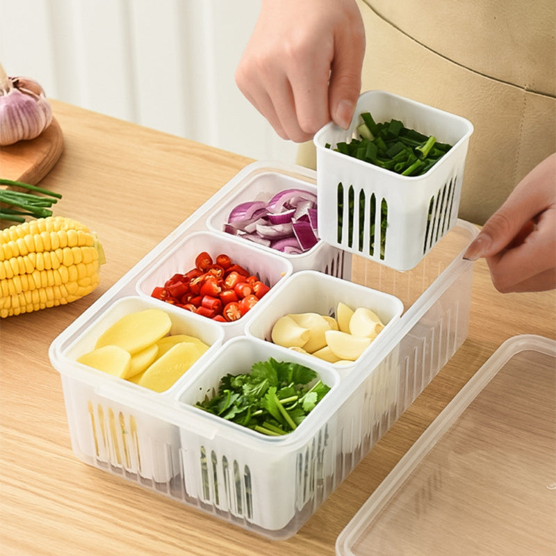 Refrigerator Storage Box 4 and 6 Grids Food Vegetable Fruit