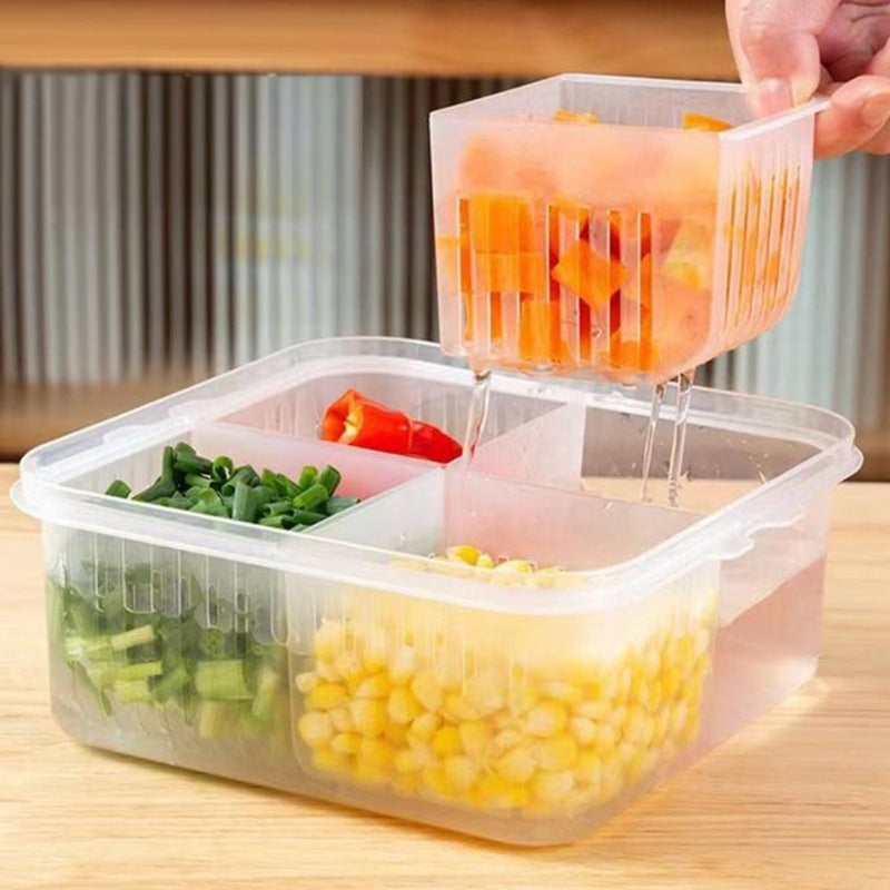 Refrigerator Storage Box 4 and 6 Grids Food Vegetable Fruit