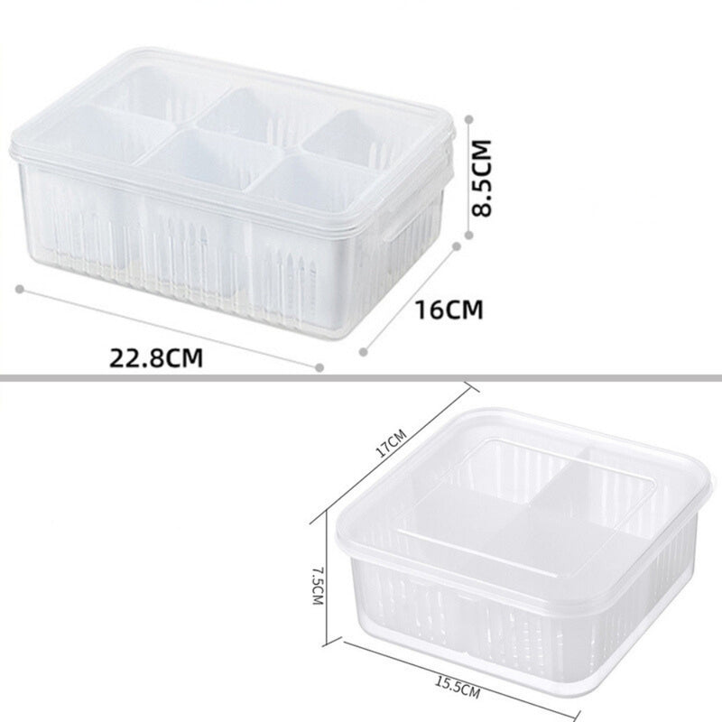 Refrigerator Storage Box 4 and 6 Grids Food Vegetable Fruit