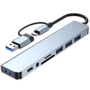 8 In 2 USB HUB With Splitter Card Reader, USB C Port, USB Splitter Card Reader, Docking Station