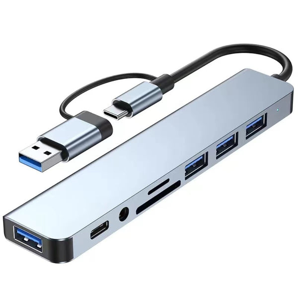 8 In 2 USB HUB With Splitter Card Reader, USB C Port, USB Splitter Card Reader, Docking Station