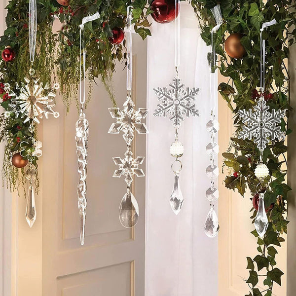 Acrylic Snowflake Simulation Ice Pendants Xmas Tree Hanging Ornament